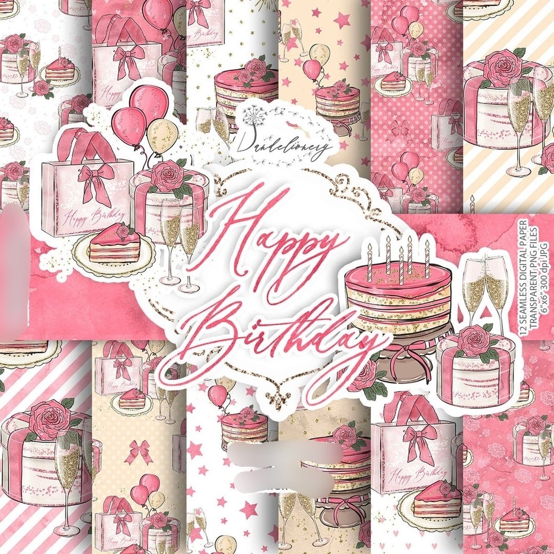 Happy Birthday Paper Kit Digital Papeis Aniversario - Imagem 1