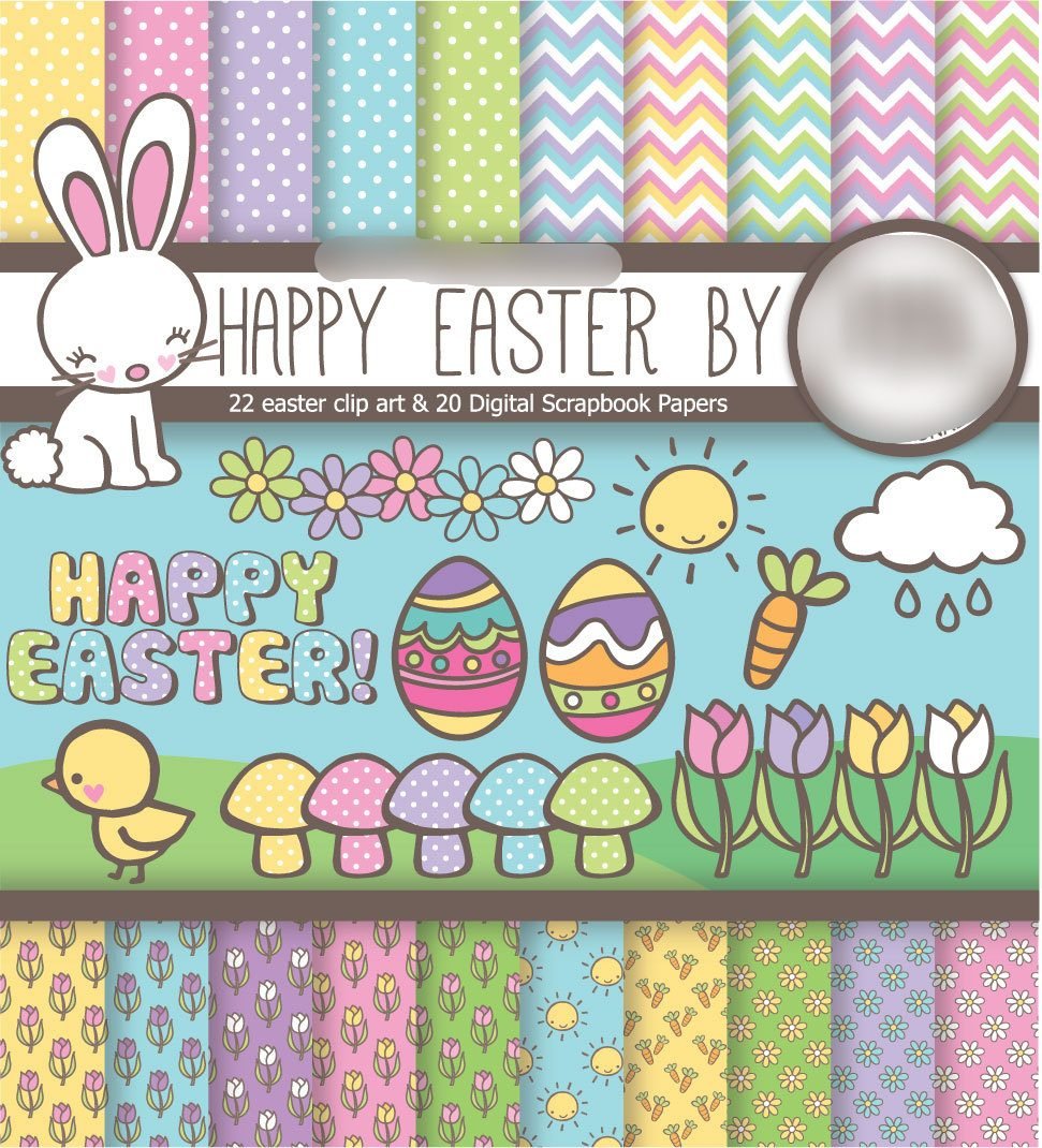Happy Easter Kit Digital Papeis Pácoa - Imagem 1