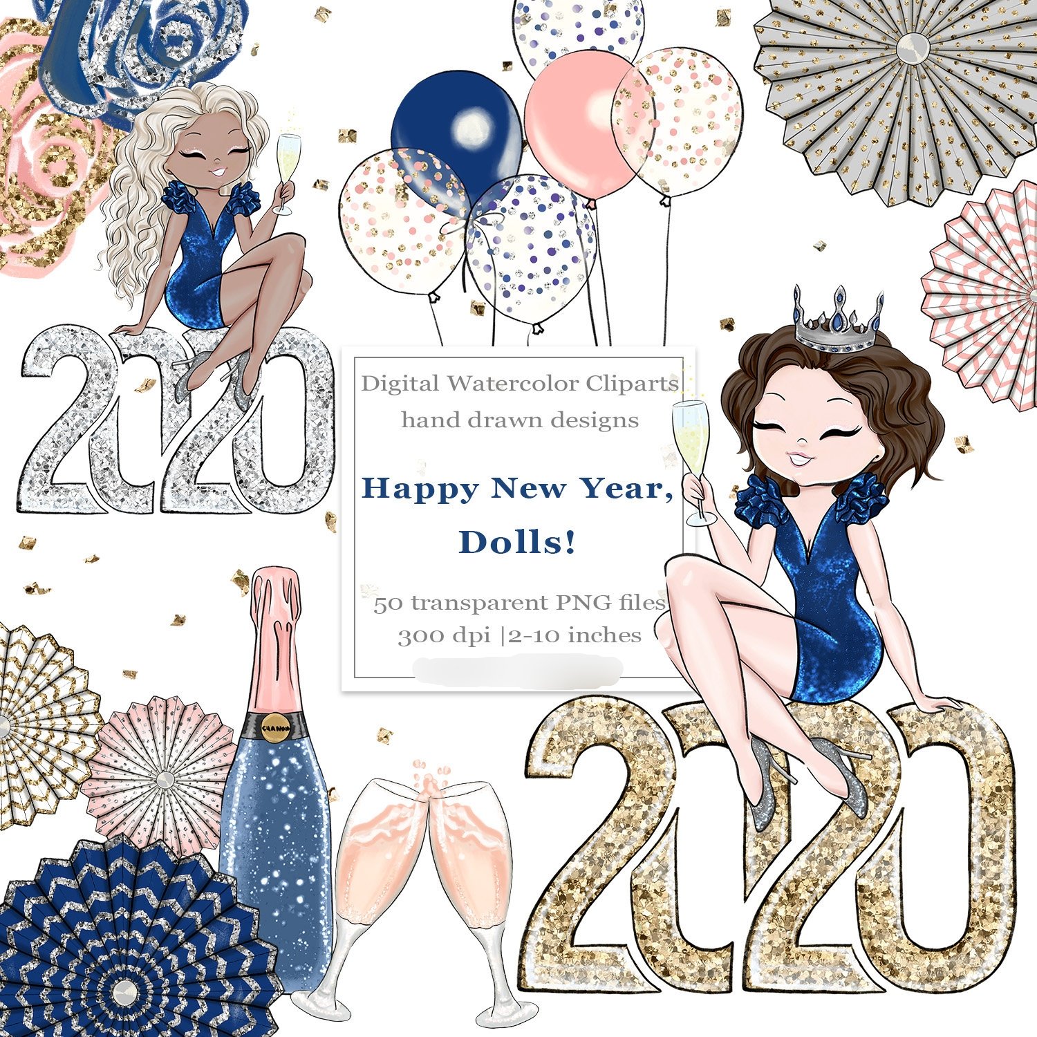 Happy New Year, Dolls! Kit Digital Feliz Ano Novo Queridas - Imagem 1