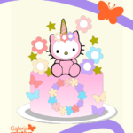 Arquivo Topo de Bolo Hello Kitty Unicórnio em Camadas