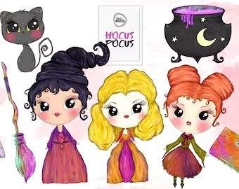Hocus Pocus 2 Clipart Kit Digital Bruxinhas - Imagem 1