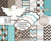 Holy Spirit Kit Digital Papeis Anjinho Azul e Marrom - Imagem 1