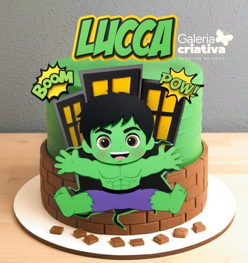 Hulk Baby em Camadas Arquivo Topo de Bolo Hulk Baby em Camadas - Imagem 1