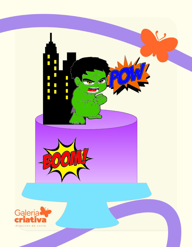 Hulk Cute em Camadas 2 Arquivo Topo de Bolo Hulk Cute em Camadas 2 - Imagem 1
