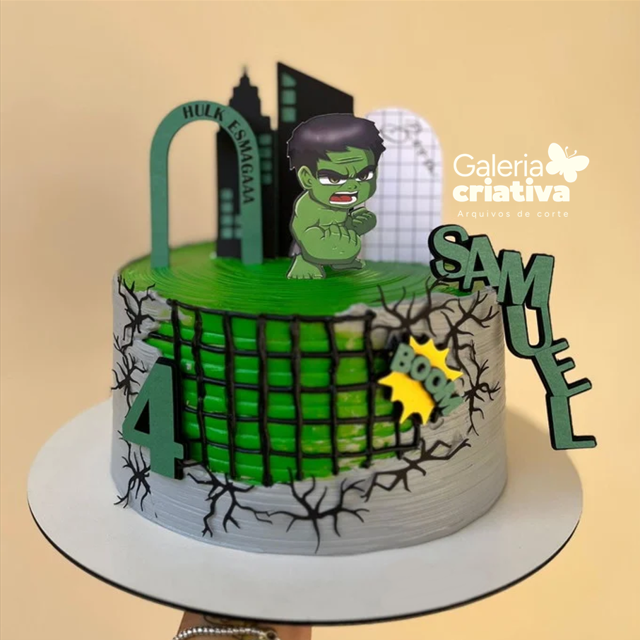 Hulk Cute Arquivo Topo de Bolo Hulk Cute - Imagem 1