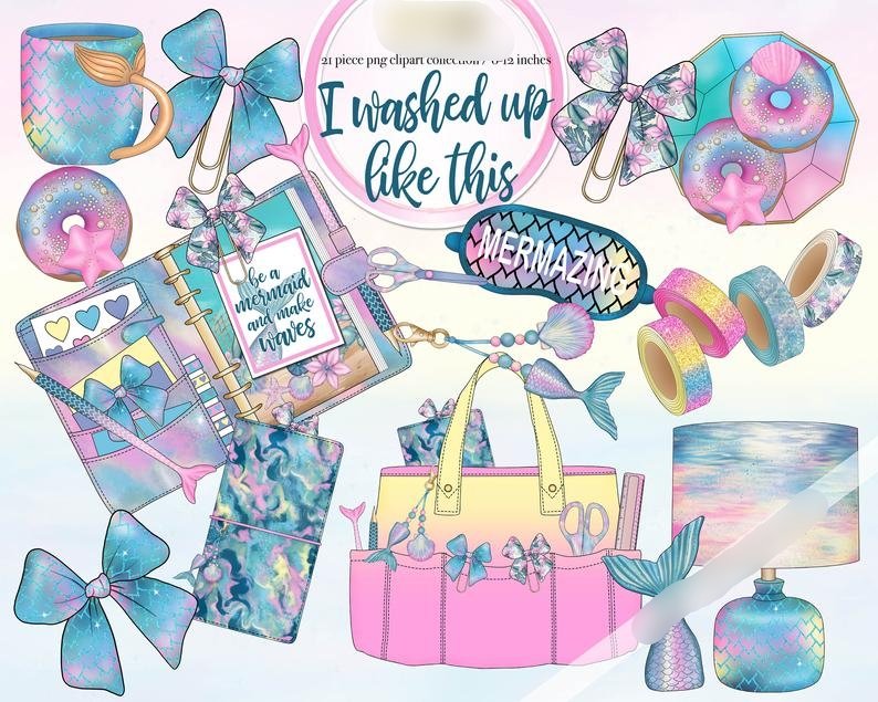 I Washed Up Like This Planner-Gaynor Kit Digital Acessorios deSereias Menina - Imagem 1
