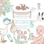 Kit Digital Chá de Bebê É um Menino Clipart