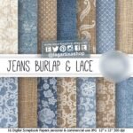 Kit Digital Papeis jeans Renda