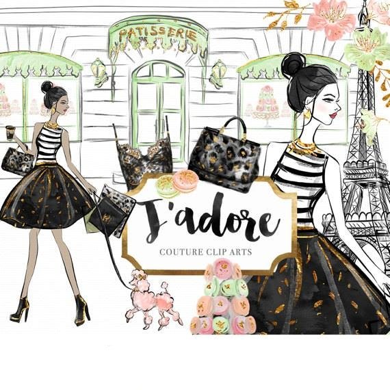 Jadore Couture Clipart Kit Digital Alta Costura - Imagem 1