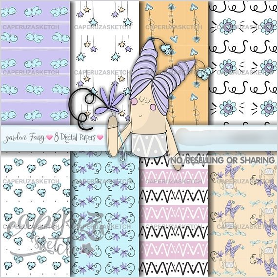 Jardim das Fadas Papers Kit Digital Papeis Jardim das Fadas - Imagem 1