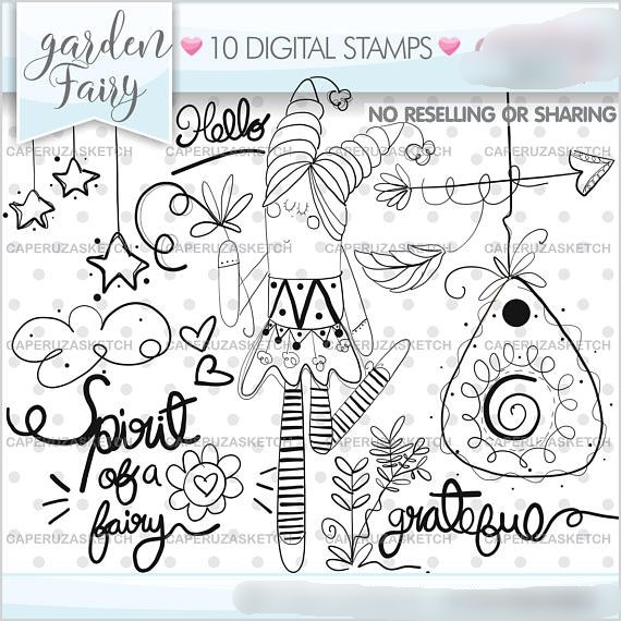 Jardim das Fadas Stamps Kit Digital Jardim das Fadas Rabisco - Imagem 1