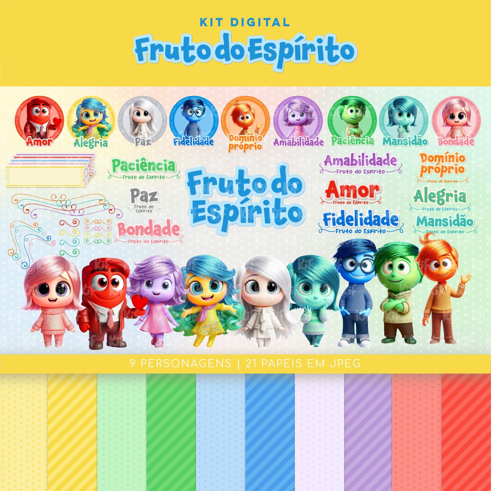 KIT DIGITAL FRUTO DO ESPIRITO Kit Digital Papeis Fruto do Espírito - Imagem 1