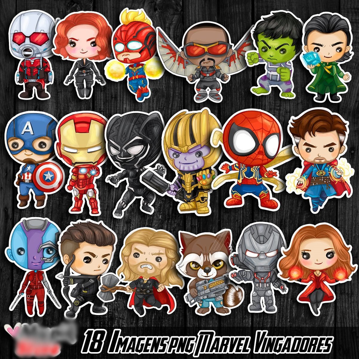 KIT VINGADORES CUTES Kit Digital Vingadores Cute - Imagem 1