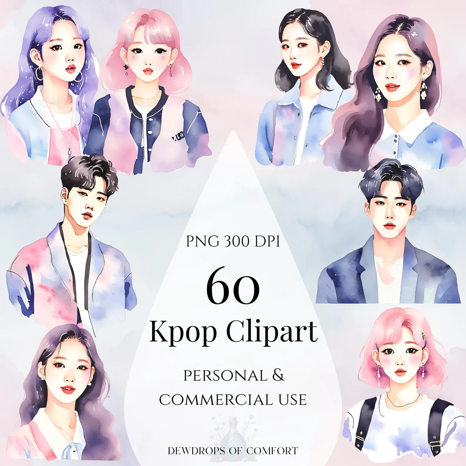 KPOP AQUARELA Kit Digital Kpop - Imagem 1