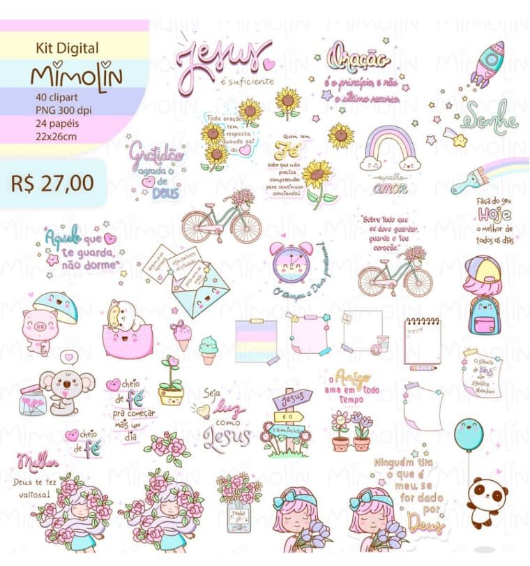 Kit 1 Kit Digital Papeis Frases Positivas kit 1 - Imagem 1