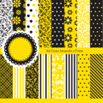 Kit Digital Papeis Festa Amarelo e Preto