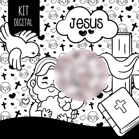 Kit Digital JESUS P&B Kit Digital Jesus Para Colorir - Imagem 1