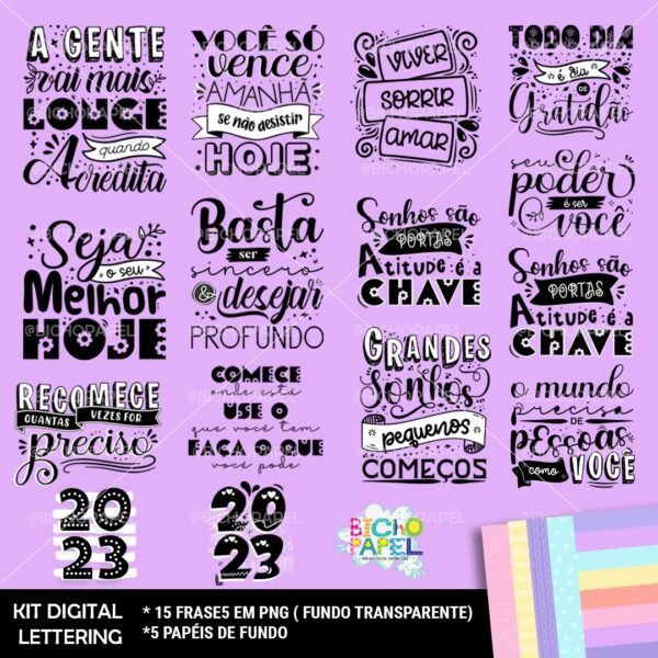 Kit Digital Lettering Frases Motivacionais Kit Digital Frases Motivacionais - Imagem 1