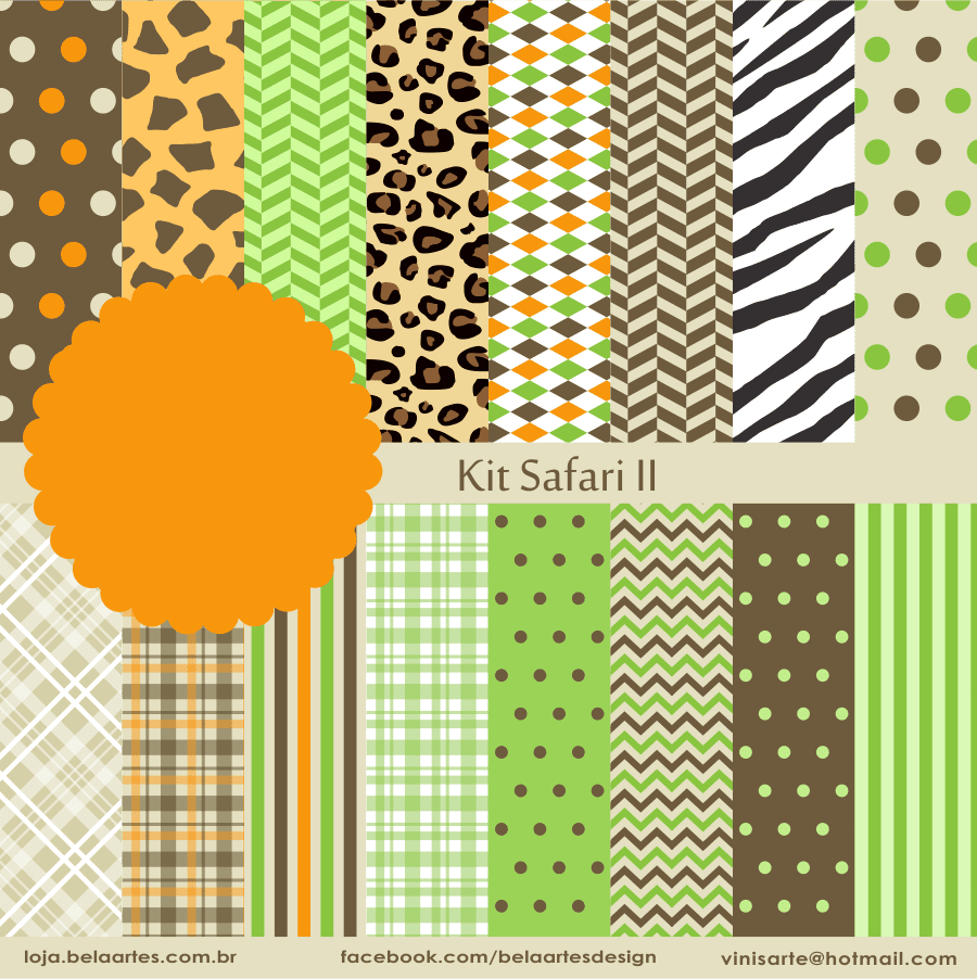 Kit Digital Safari Papéis ll Kit Digital Papeis Safari Verde - Imagem 1