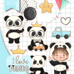 Kit Digital I Love Panda Boy