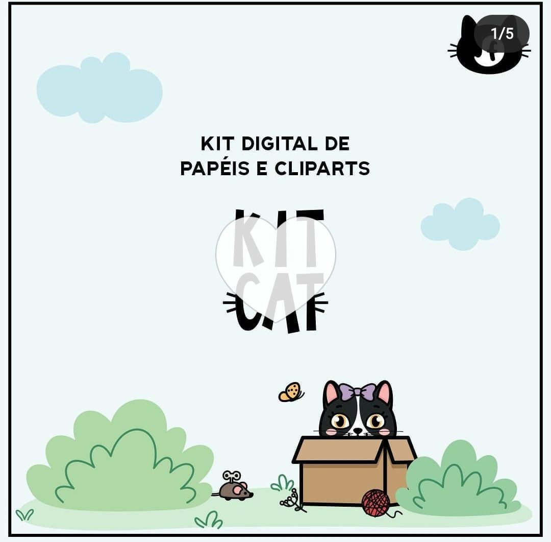 Kit papéis e cliparts cats Kit Digital Papeis Cliparts Gatos - Imagem 1