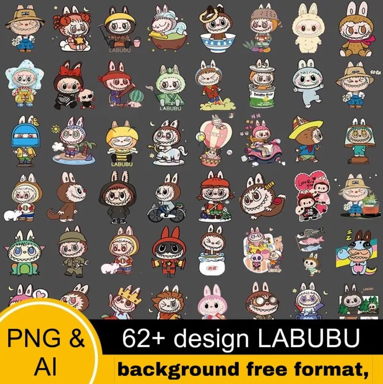 LABUBU (PNG,AI) Kit Digital Labubu - Imagem 1