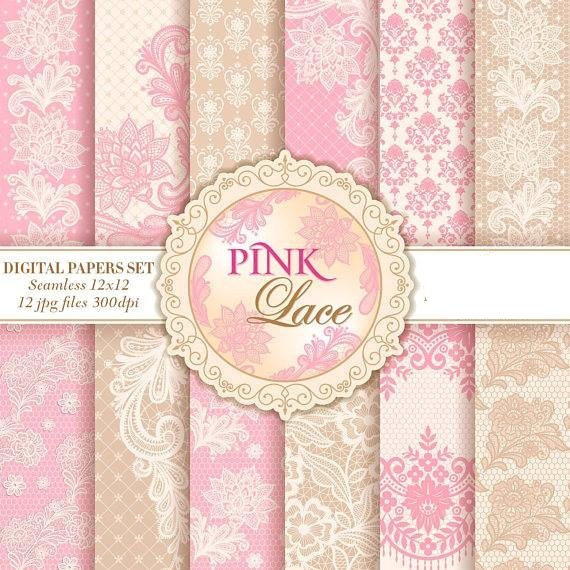 LacePink Kit Digital Papeis Renda Rosa - Imagem 1