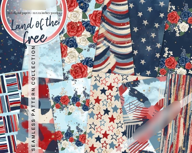 Land Of The Free PP-Gaynor Kit Digital Papeis Menina Planner 4 de Julho - Imagem 1