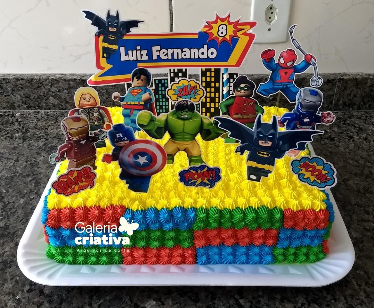 Lego Super Heróis Arquivo Topo de Bolo Lego Super Heróis - Imagem 1