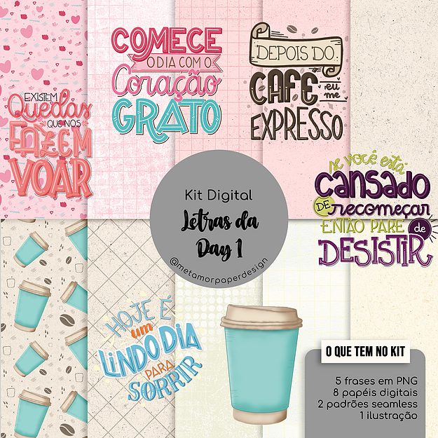 Letras Da Day 1 Kit Digital Frases Positivas - Imagem 1