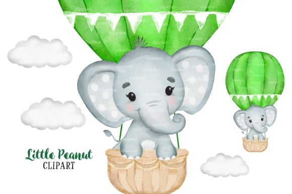 Lime Green Elephant Boy Hot Air Balloon Kit Digital Balão de Ar Quente Elefante Menino Verde Limão - Imagem 1