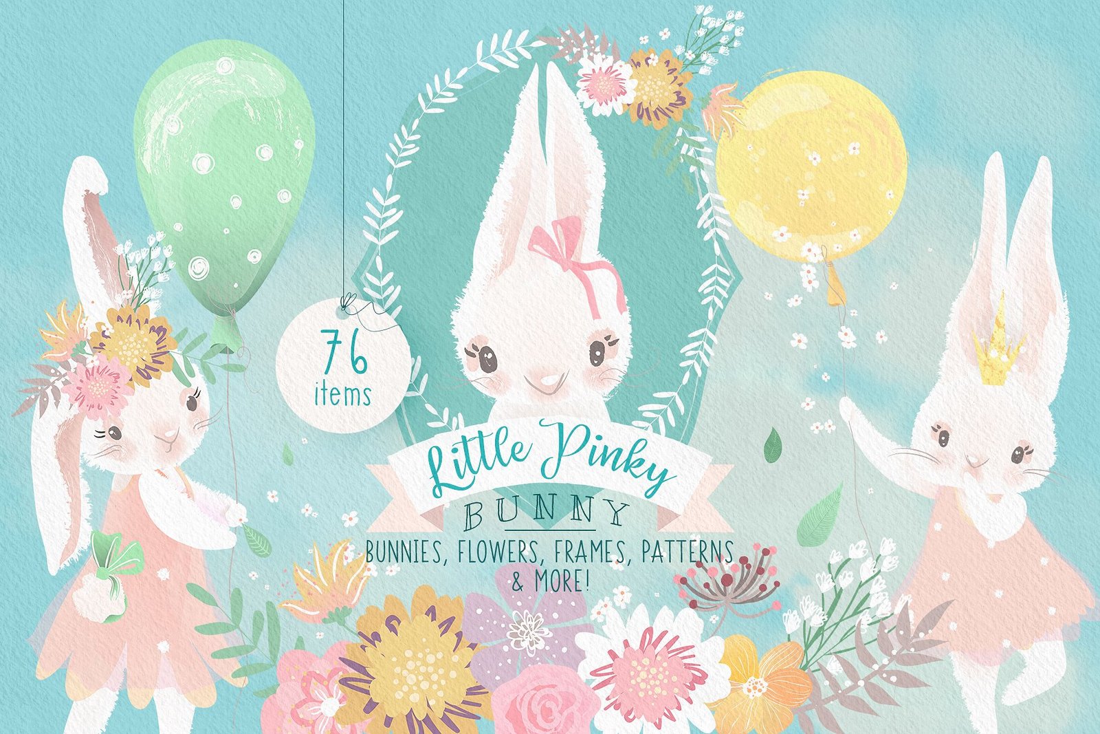 Little Pinky Bunny Kit Digital Coelhinhos Fofinhos - Imagem 1