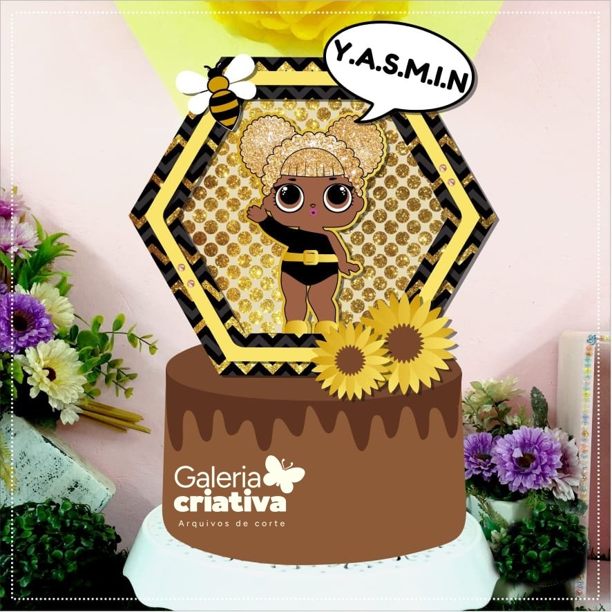 Lol Queen Abelhinha Arquivo Topo de Bolo Lol Queen Abelhinha - Imagem 1
