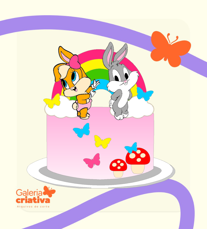 Looney Tunes Pernalonga e Lola Baby Arquivo Topo de Bolo Looney Tunes Pernalonga e Lola Baby - Imagem 1