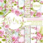 Kit Digital Papeis Flor de Lottus