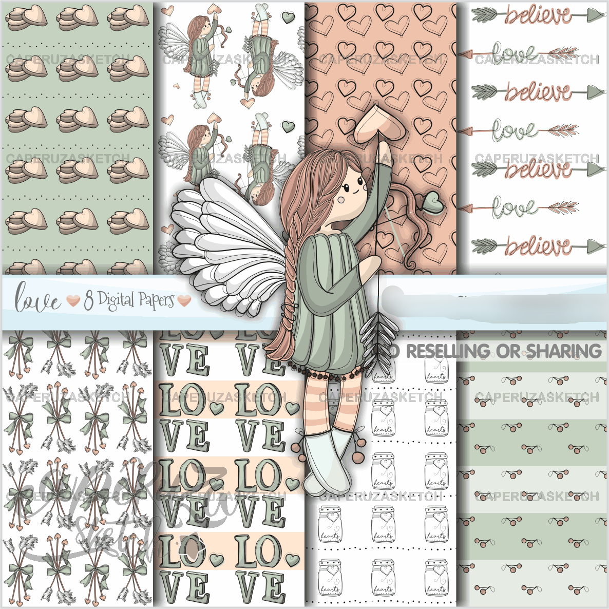 Love 2 Paper Kit Digital Papeis Love Cupido - Imagem 1