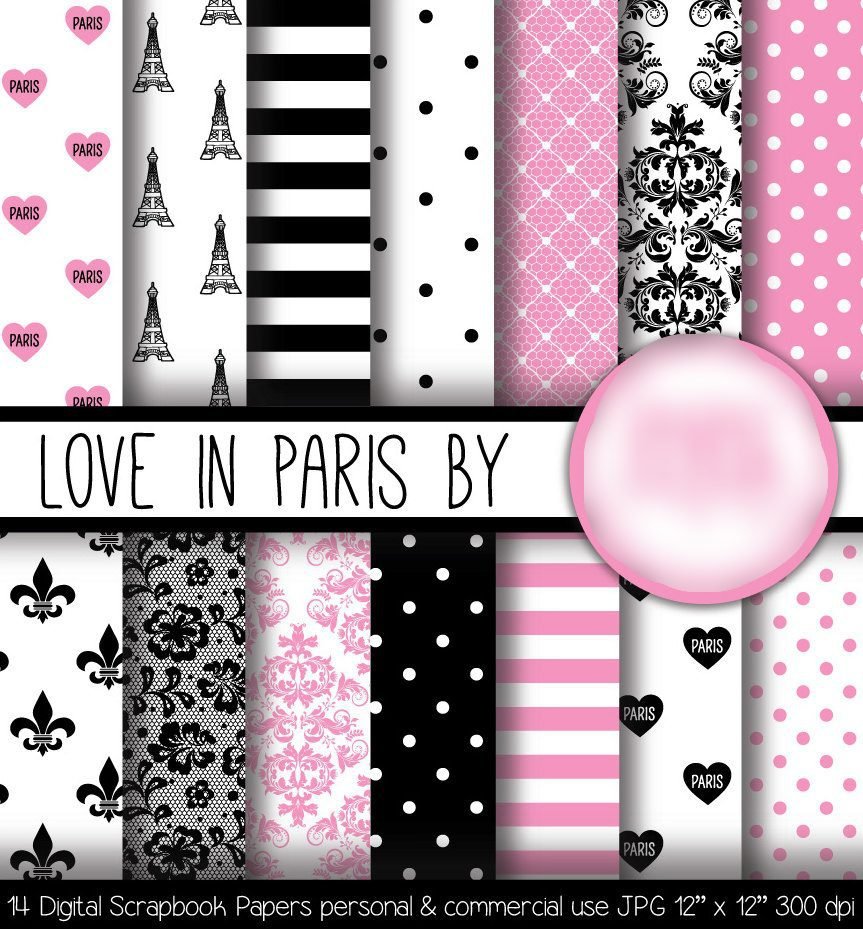 Love In Paris Kit Digital Papeis Love Paris - Imagem 1