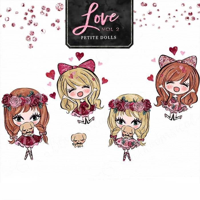 Love Petite Doll Clipart Kit Digital Boneca Pequena Adorável - Imagem 1