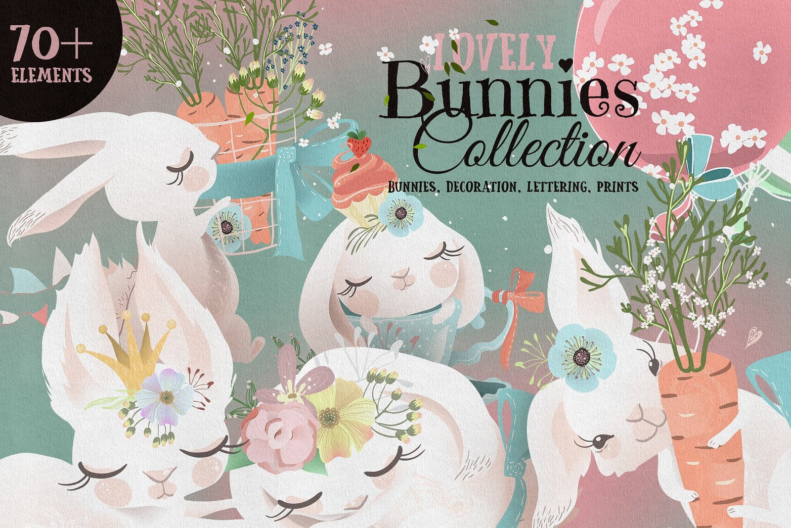 Lovely-Bunnies-Collection Kit Digital Coelhinhos Adoraveis - Imagem 1