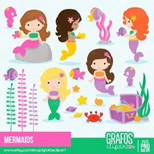 MERMAIDS-grafosclipart Arquivo Kit Digital Sereia - Imagem 1