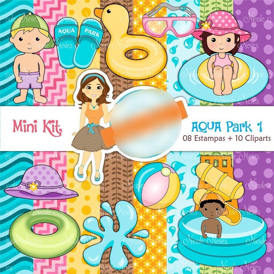 MINI KIT AQUAPARK 1 Kit Digital Papeis Mini Aquapark 1 - Imagem 1