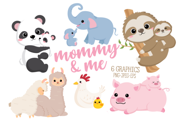 Mamá y Yo Conjunto de Clipart Kit Digital Mamãe e Você - Imagem 1