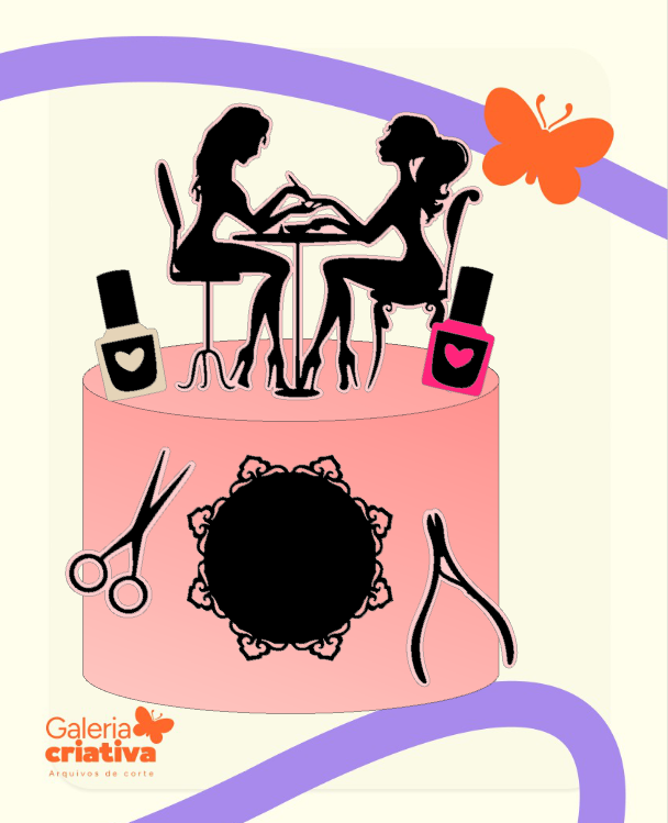 Manicure Nail Designer 3 Arquivo Topo de Bolo Manicure Nail Designer 3 - Imagem 1