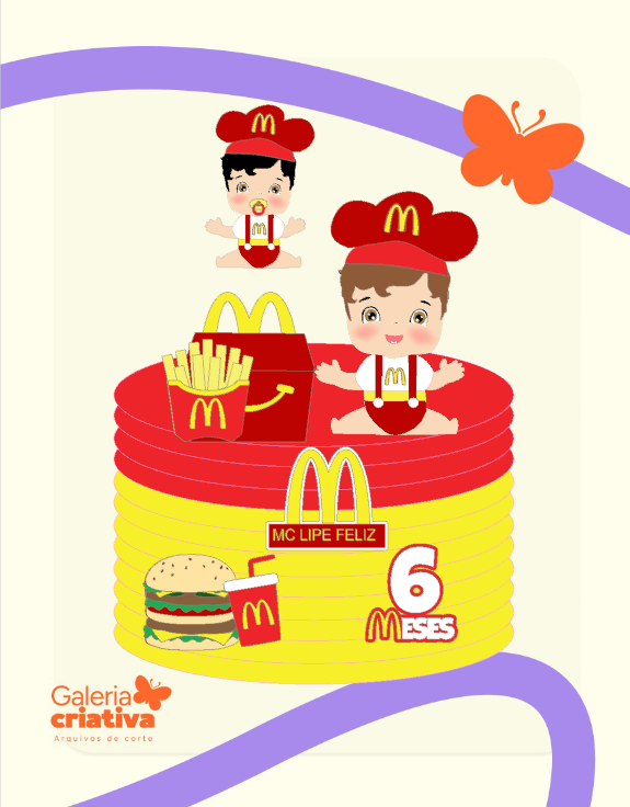 Mc Donalds Baby em Camadas 2 Arquivo Topo de Bolo Mc Donalds Baby em Camadas 2 - Imagem 1