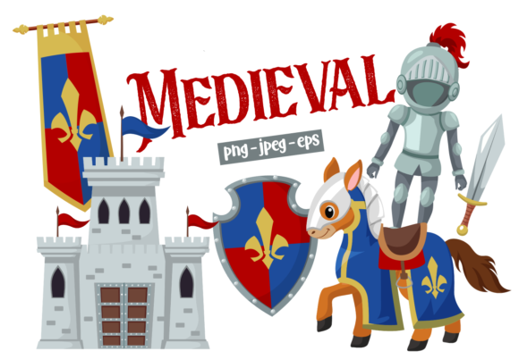 Medieval Clipart Set Kit Digital Medieval Clipat - Imagem 1