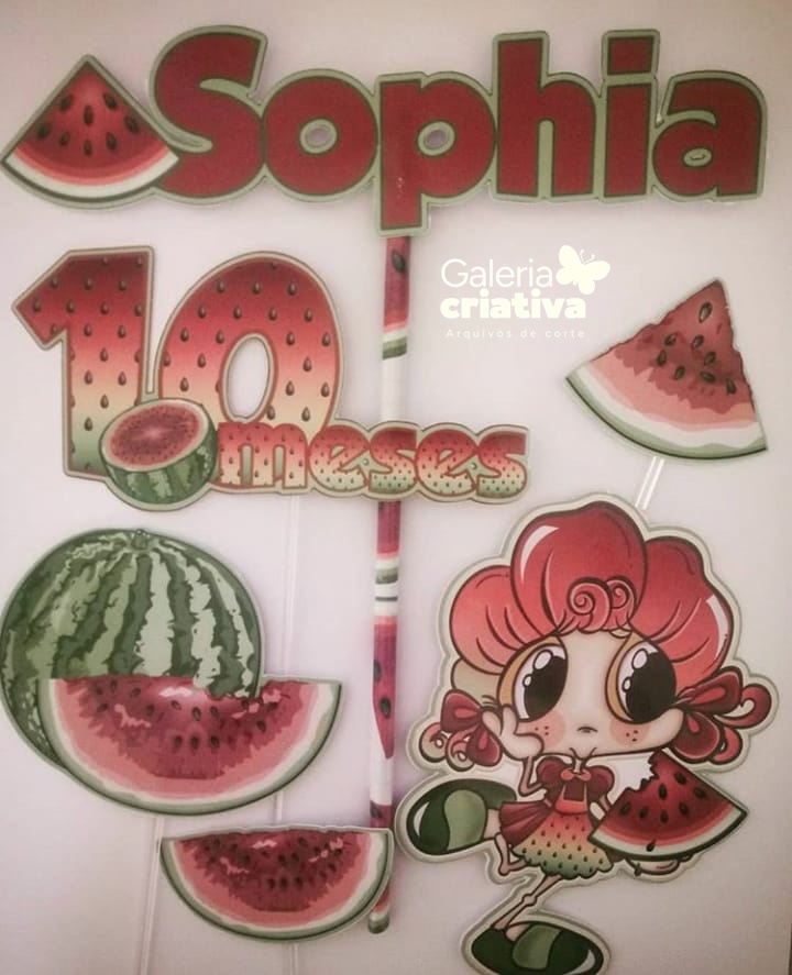 Melancia Menina Arquivo Topo de Bolo Melancia Menina - Imagem 1