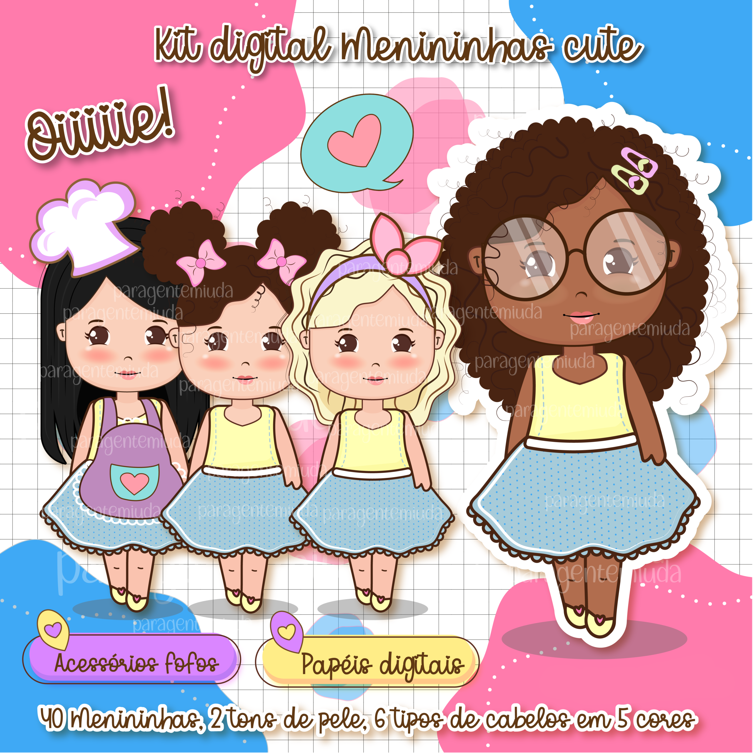 Menininhas Cute Kit Digital Menininhas Cut - Imagem 1