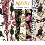Kit Digital Papeis Mulher Gato