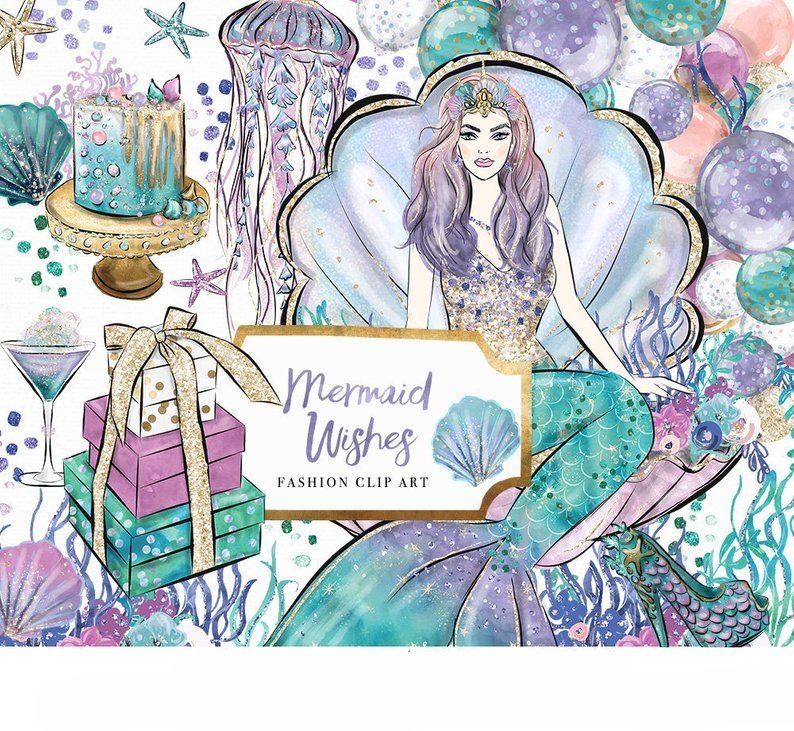 Mermaid_wishes Kit Digital Desejos de Sereias - Imagem 1