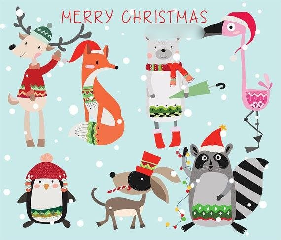 Merry Chiristmas Kit Digital Natal Animais - Imagem 1